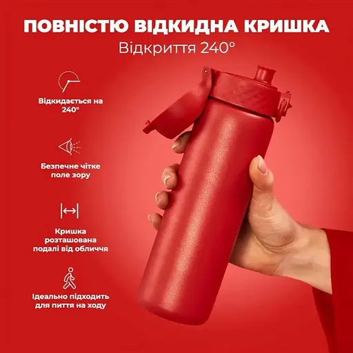 Пляшка для води ION8 металева вакуумна 500 мл Vacuum Insulated Red (I8TS500Red) - фото 3