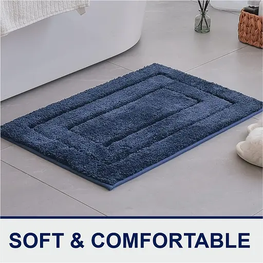 Килимок для ванної кімнати - екстра м’який, абсорбуючий, міцний, прорезинений - 40 x 60 см Синій - фото 2