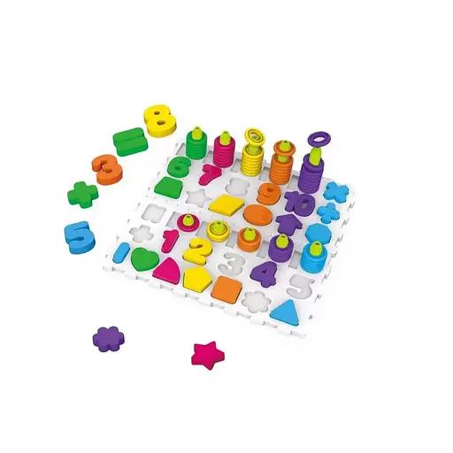 Развивающая игра "Логика-вкладыш 2 в 1" Bambi DF78 цифры, буквы, фигуры - фото 1