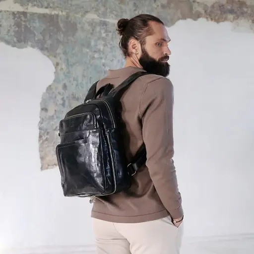 Кожаный мужской рюкзак Time Resistance 43х30х20 см sum0028458 - фото 2