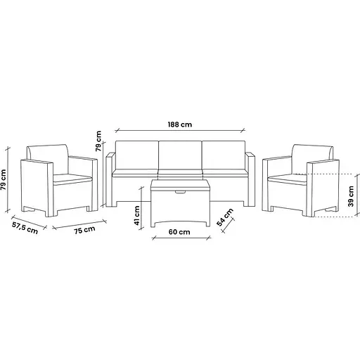Набор садовой мебели Bica Nebraska 3 графит - фото 10