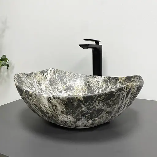 Умивальник VBI Ronta темно-сірий камінь матовий накладний VBI-017302, Мармур - фото 3