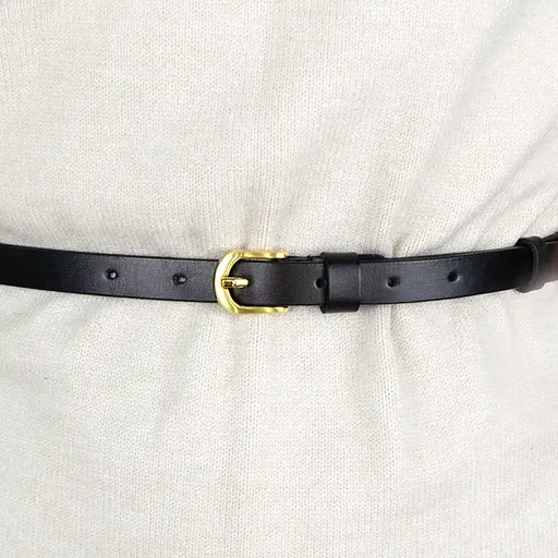 Ремень кожаный женский узкий черный HC-1562 (115 см) - фото 6