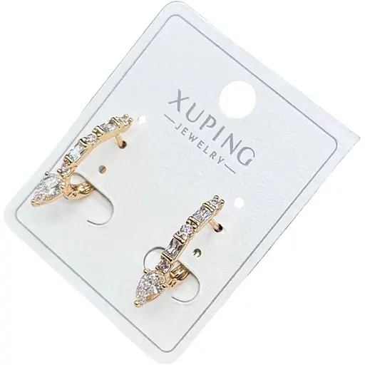 Сережки Xuping з дугою та камінцями гіпоалергенне медичне золото - фото 1