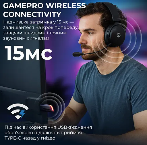 Беспроводные игровые наушники GamePro HSW-191-BL Asgard Skadi Wireless 7.1 Black - фото 11