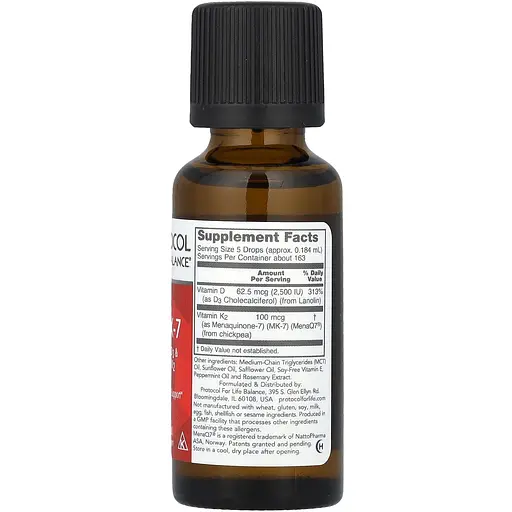 Вітаміни D3 та К-2 (MK-7) Protocol for Life Balance Liquid D3 & MK-7 30 мл - фото 2