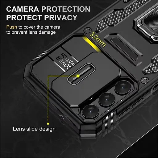 Ударостійкий чохол Epik Camshield Army Ring для Samsung Galaxy S23 FE Чорний / Black - фото 5