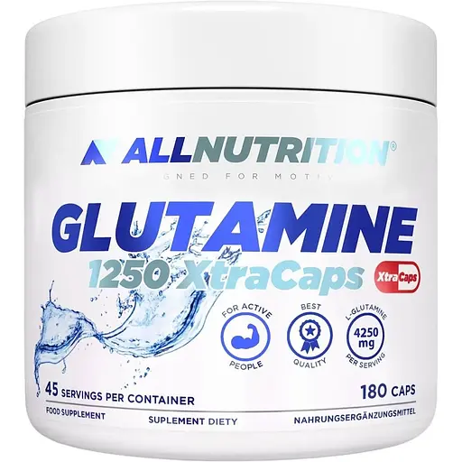 Амінокислота AllNutrition Glutamine 1250 Xtra Caps, 180 капсул