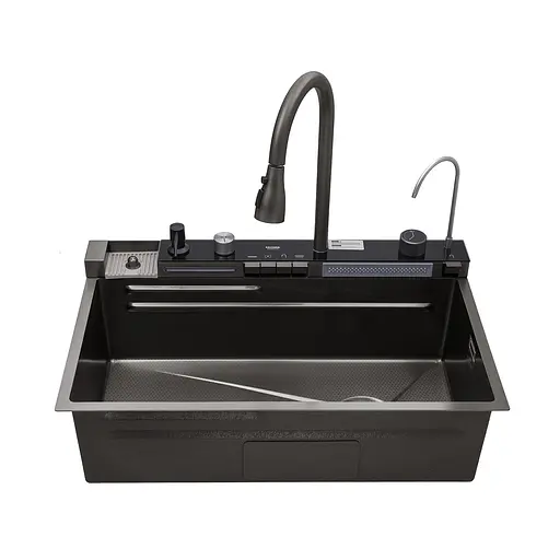 Кухонна мийка Kroner KRP Schwarze - SET7546ARTHM PVD (3.0/0.8 мм) CV033375, Чорний - фото 7