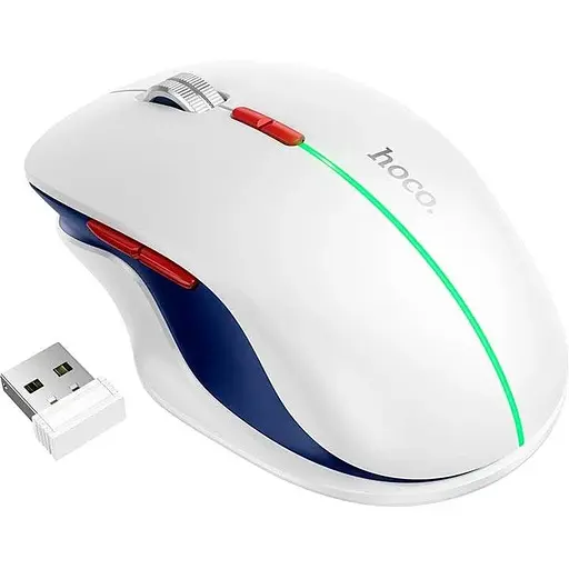 Миша ігрова Hoco GM40 Dixon RGB Dual-Mode Wireless Mouse (Rechargeable version) 2 режима 7 клавіш біла - фото 1