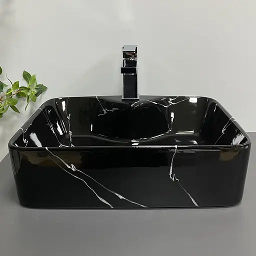 Умивальник VBI Forli black marmo glossy накладний VBI-011107, Чорний - фото 4
