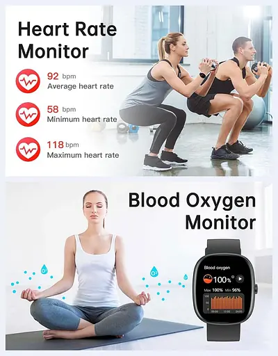 Розумний годинник HUAKUA для жінок і чоловіків (відповідно/дзвінки), 1,85-дюймовий HD-розумний годинник для телефонів iPhone - фото 3