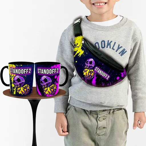 Набір: дитяча сумка-бананка+кружка Стендофф2 "Standoff 2" 32х15см, бананка для хлопчика через плече на подарунок (00968)