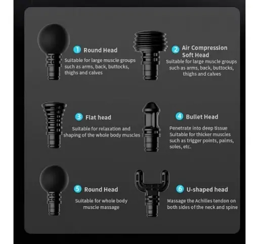Перкусійний масажний пістолет Booster M2-D (6 насадок) 30 швидкостей - фото 4