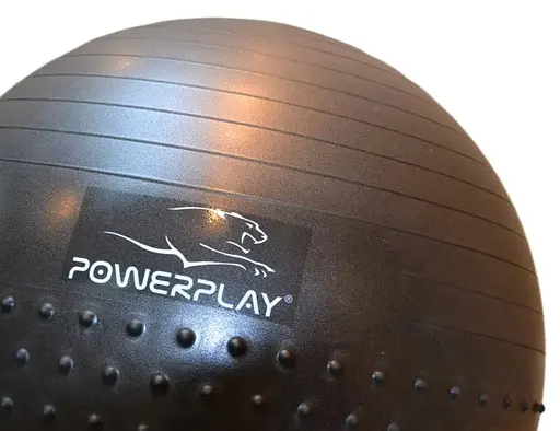 М'яч для фітнесу (фітбол) напівмасажний PowerPlay 4003 Ø75 cm Gymball Темно-сірий + помпа (PP_4003_D75_Dark-grey) - фото 3