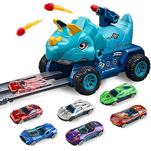 Машинка з треком CY 2224 A, запускатор, стріляє снарядами, довжина траси 87 см, 3 металопластикові машинки - фото 2