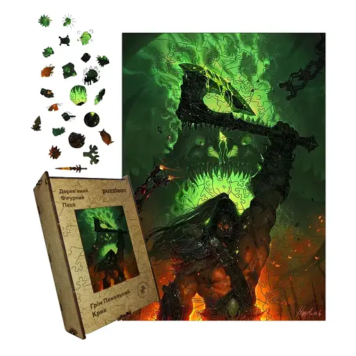 Деревянный фигурный пазл Грим Орк, А2, Деревянная коробка 300+ элементов