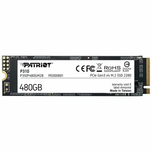 SSD накопичувач M.2 Patriot P310 480GB NVMe 2280 PCIe 3.0x4 3D NAND TLC