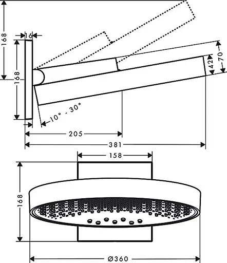 Верхний душ Hansgrohe Rainfinity 360 3jet матовый черный 26234670, Черный матовый - фото 3