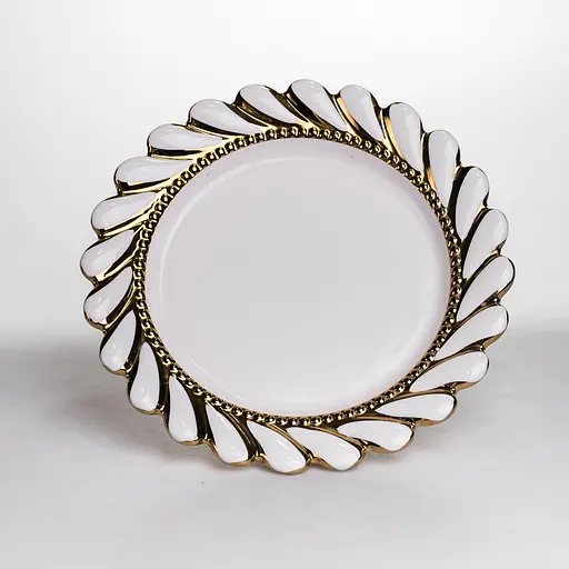 Тортовница фарфоровая на ножке Yiwu Tiffany 25х25х10 см круглая подставка для торта капкейков пирожных десертов праздничная посуда ML2047 - фото 3