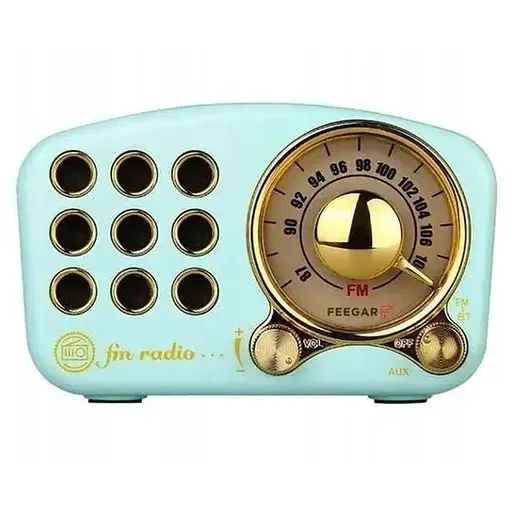 Портативний акумуляторний Bluetooth мінірадіолет Feegar Retro Blue 5W ретро FM радіо