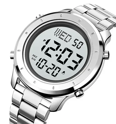 Чоловічий наручний електронний годинник Skmei 1864 (Сріблястий з браслетом) - фото 2