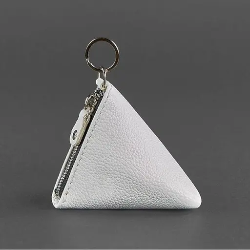 Жіноча шкіряна монетниця 2.0 Піраміда біла - фото 4