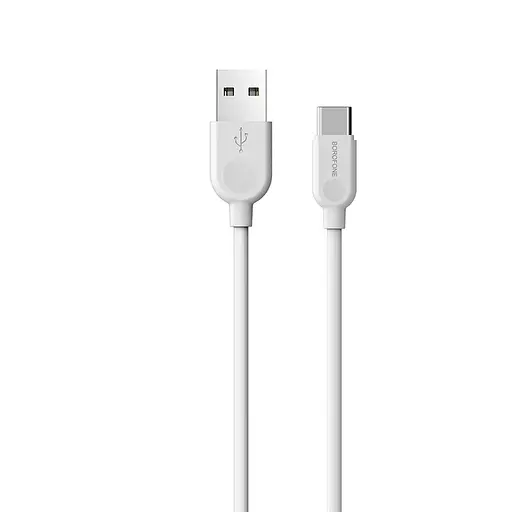 Кабель BOROFONE BX14 USB to Type-C 2.4A, 3m, PVC, TPE connectors, White - фото 1