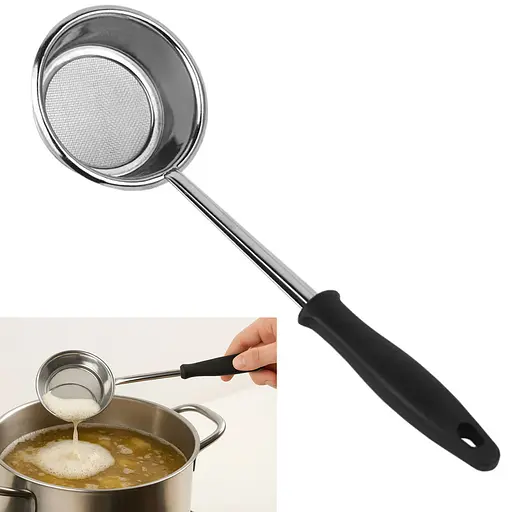 Шумівка-сито з нержавіючої сталі з ручкою 29.5 см, Kitchen Master Сріблястий 87318 - фото 2