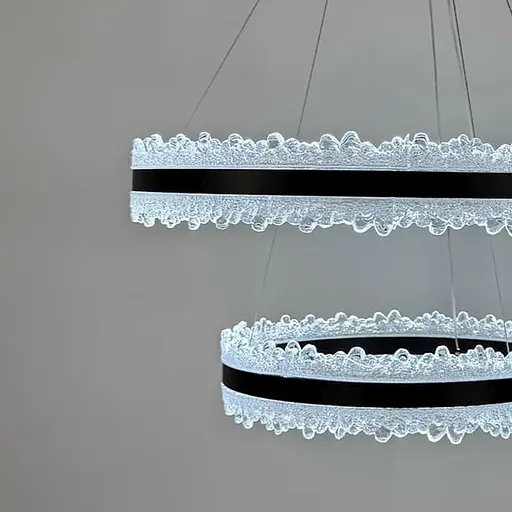 Волшебная подвесная люстра в черном корпусе с двумя кольцами Ø 80+60 см | Ст. MJ304-800+600 BK | Line F - фото 4