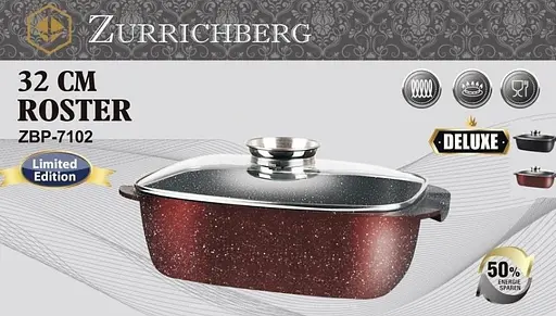 Гусятниця Zurrichberg ZBP-7102 з мармуровим покриттям з кришкою 32 см 5.6 л Бордо - фото 5