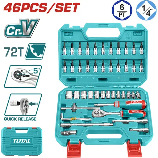 Набор инструментов Total THT141462 46 предметов в кейсе - фото 2