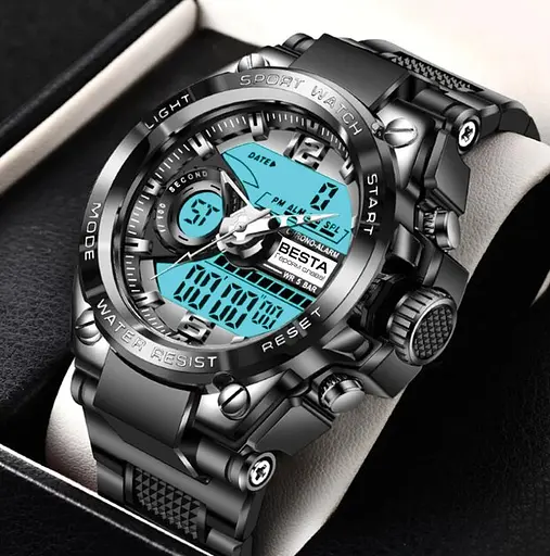Наручний годинник чоловічий Lige Sport Чорний (2535) - фото 6