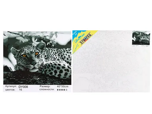 Набор для росписи по номерам Глаза леопарда, Strateg, 40x50 см, DY008