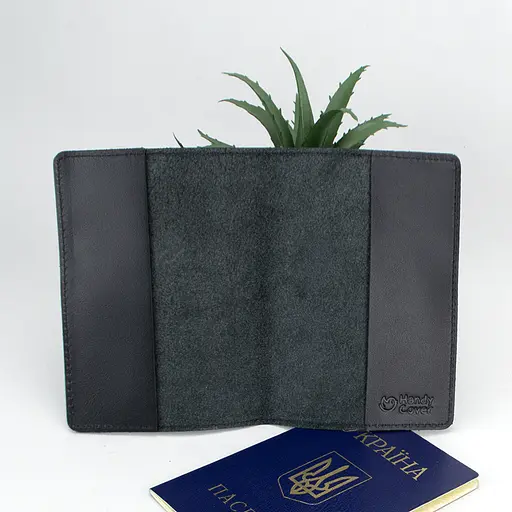 Обложка на паспорт кожаная мужская HC-05 (черная) - фото 4