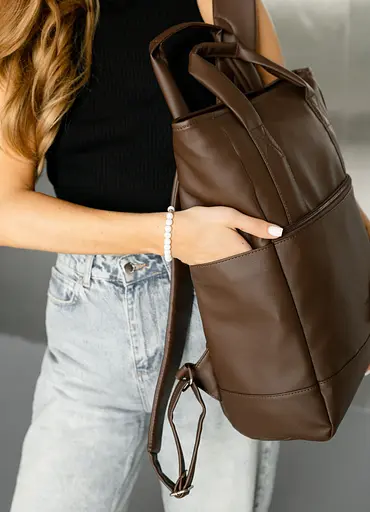 Женская сумка-рюкзак Sambag Cargo коричневая 45 х 31 х 15 см (93541020) - фото 4