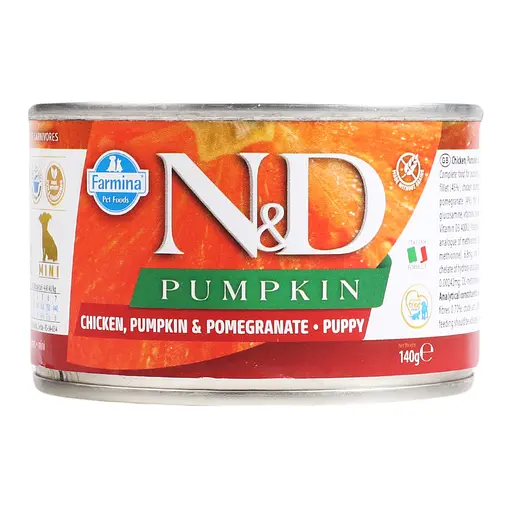 Влажный корм для щенков мини-пород Farmina N&D Grain Free Pumpkin Chicken, Pumpkin&Pomegranate Puppy Mini, тыква, курица и гранат, 140 г - фото 1