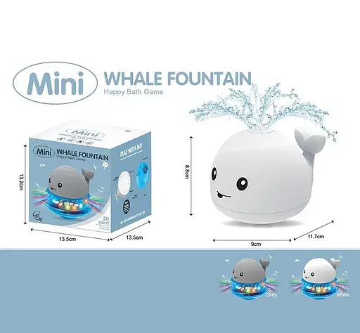 Гра для ванны Кит, фонтанчик, катается, подсветка, 6688BQ (в ассортименте) - фото 3