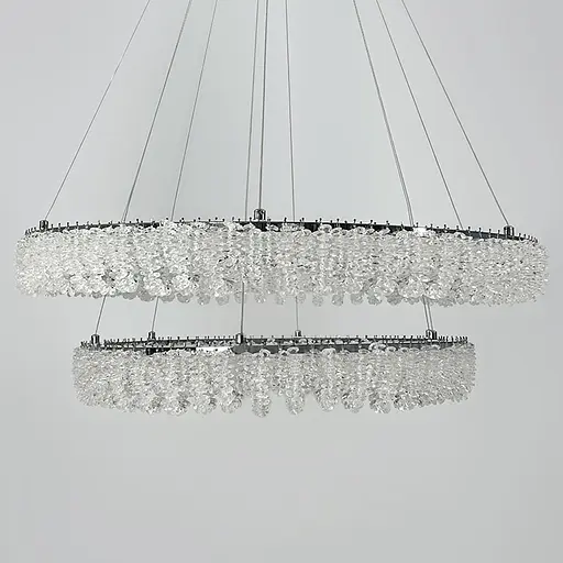 Кільцева кришталева люстра в хромі на 2 яруси 80+60 см | Арт. 33038-800+600 CH | Line F - фото 4