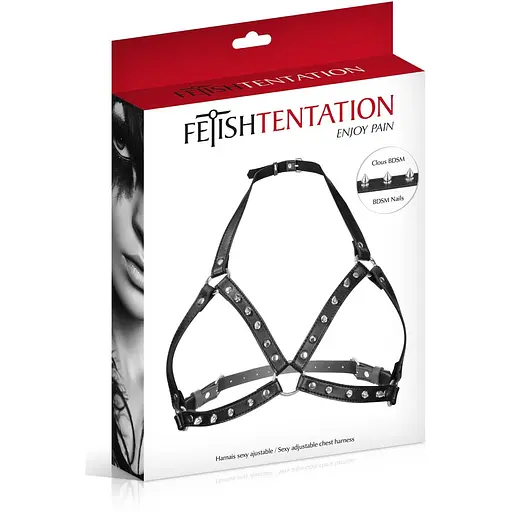 Портупея с металлическими шипами Fetish Tentation Sexy Adjustable Chest Harness - фото 3