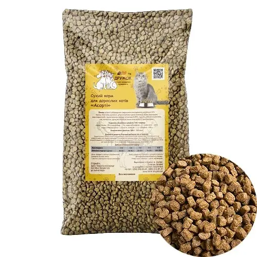 Сухий корм Дружок Економ класу для котів асорті (кролик, курка, телятина) 5кг - фото 1