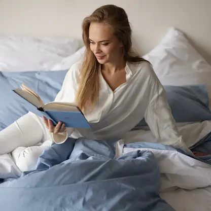 Комплект постельного белья Кретон 100% голубой хлопок Cloud - двуспальный - фото 4