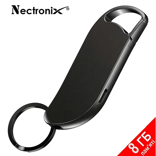 Міні диктофон брелок з активацією голосом Nectronix V11, 8 Гб пам'яті, 25 годин запису, чорний (100830-8) - фото 2
