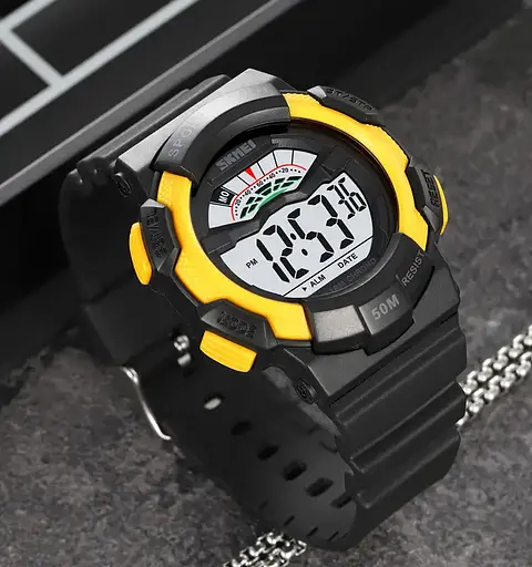 Чоловічий спортивний годинник Skmei 2153 (Чорний з жовтим) - фото 5