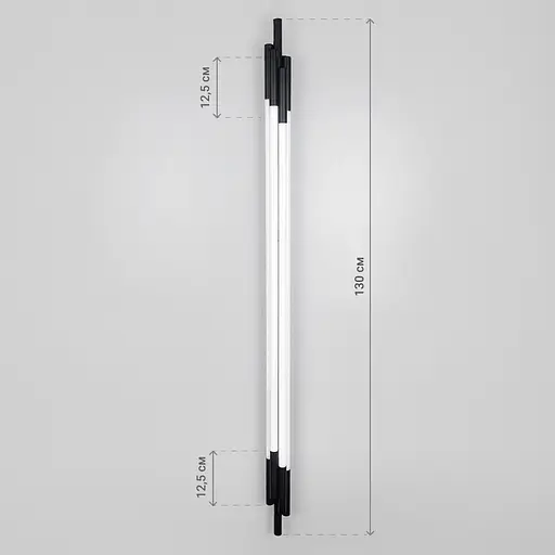 Чорний трубчастий стіновий LED світильник у корпусі 130 см Line F Арт. WJ351/1300 BK - фото 6