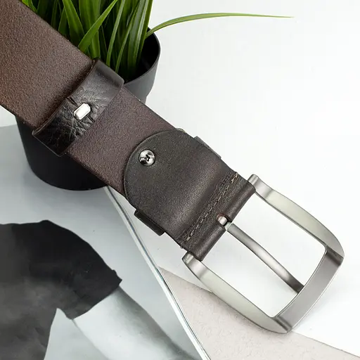 Ремінь чоловічий шкіряний JK-4520 (125 см) широкий коричневий - фото 4