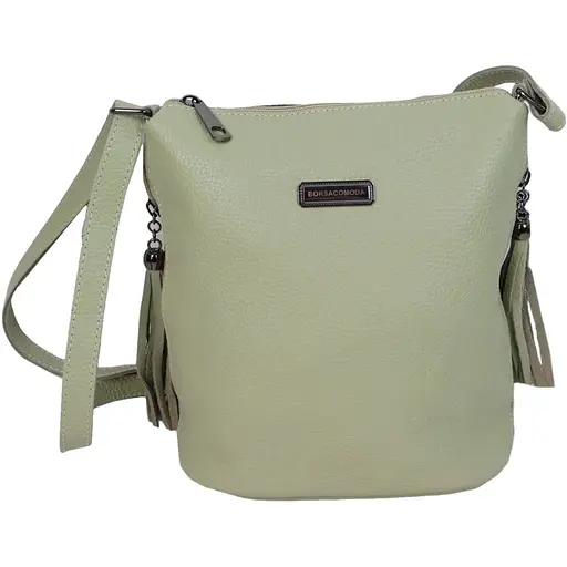 Женская кожаная сумка на плечо Borsacomoda салатовая sum0028729 - фото 1