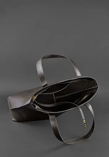 Шкіряна жіноча сумка шоппер D.D. Темно-коричнева - фото 5