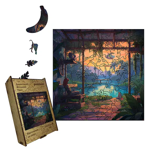 Пазл деревянный Отдых на озере, А1, Картонная коробка 500+ элементов