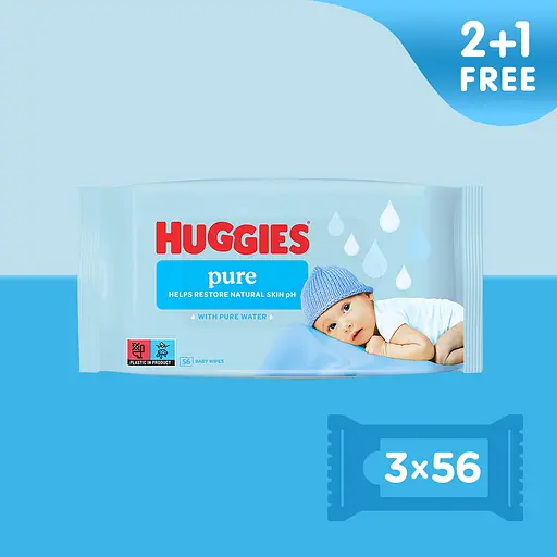 Влажные салфетки Huggies Pure 2+1 168 шт. (3 уп. по 56 шт.) - фото 2
